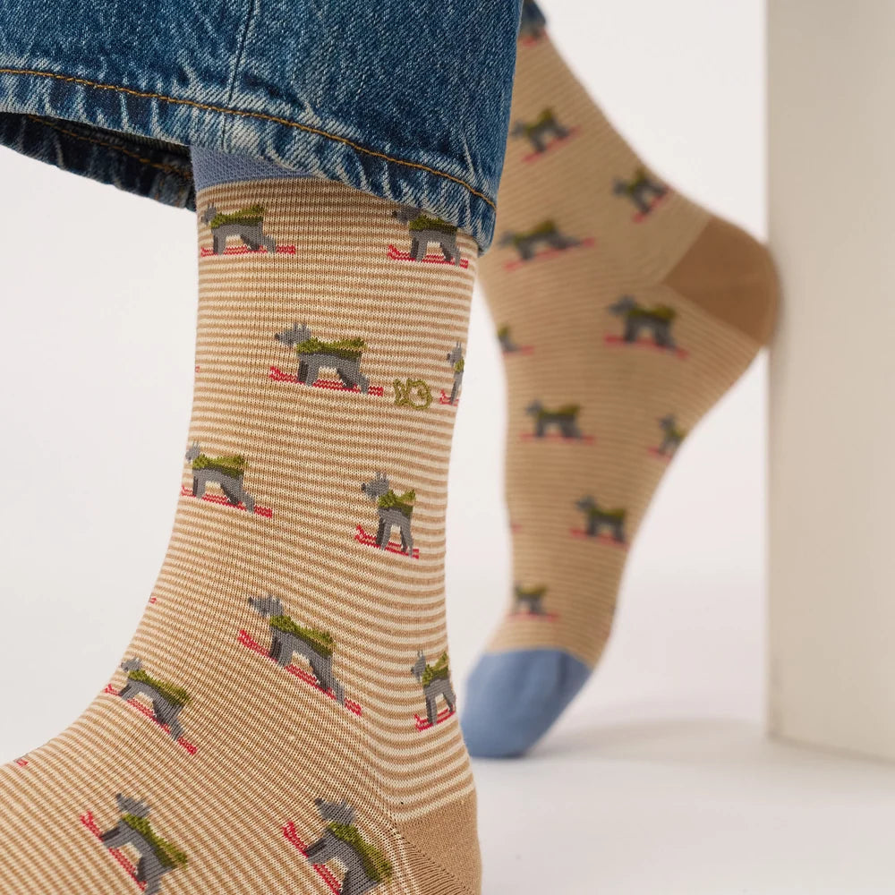 Chaussettes à motifs - Chien skieur - Taille 41/46