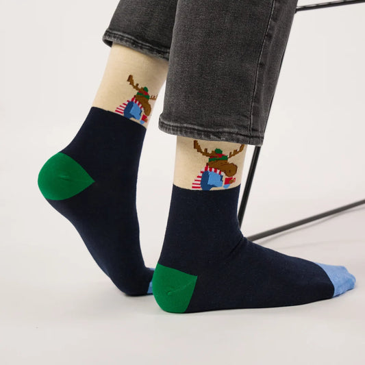 Chaussettes à motifs - Renne café - Taille 41/46