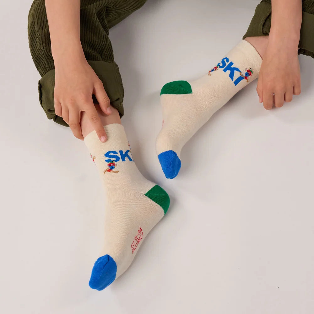 Chaussettes enfant à motifs - Ski - Taille 27/30