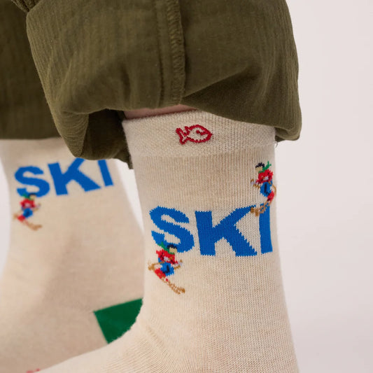 Chaussettes enfant à motifs - Ski - Taille 31/34