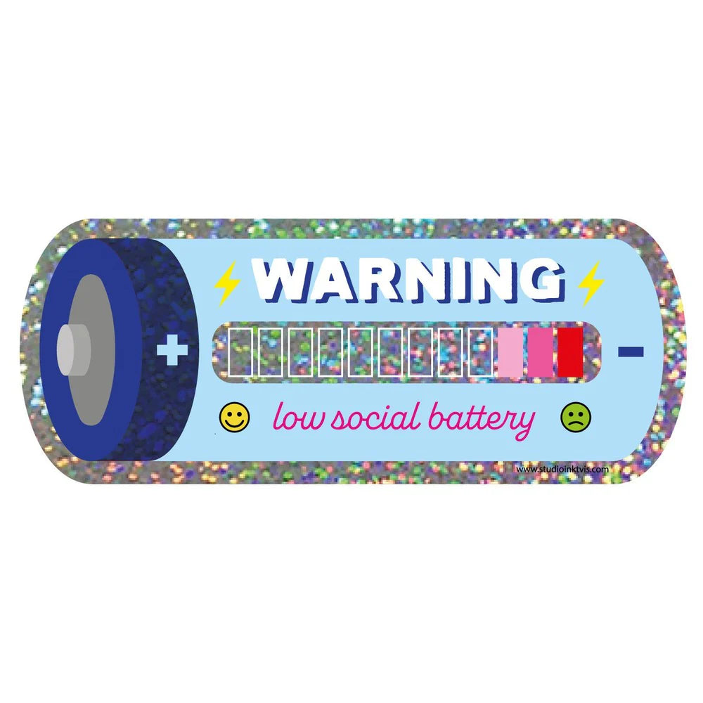 Sticker pailleté Low social battery