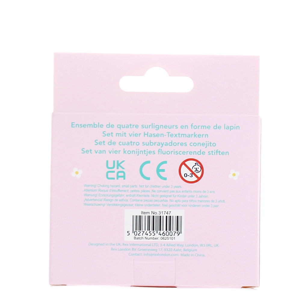Lot de 4 mini surligneurs - Lapin
