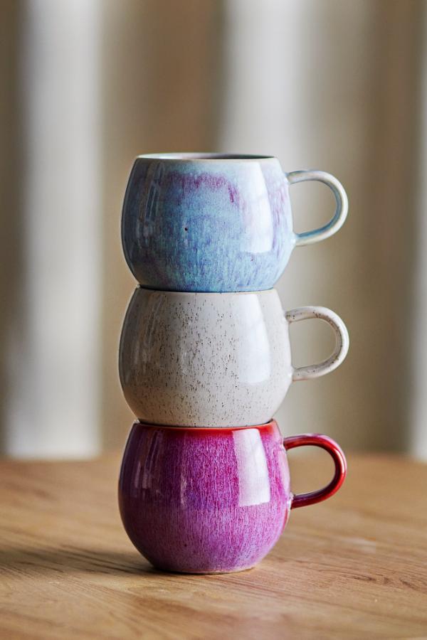 Mug rond en terre cuite Addison bleu/rose