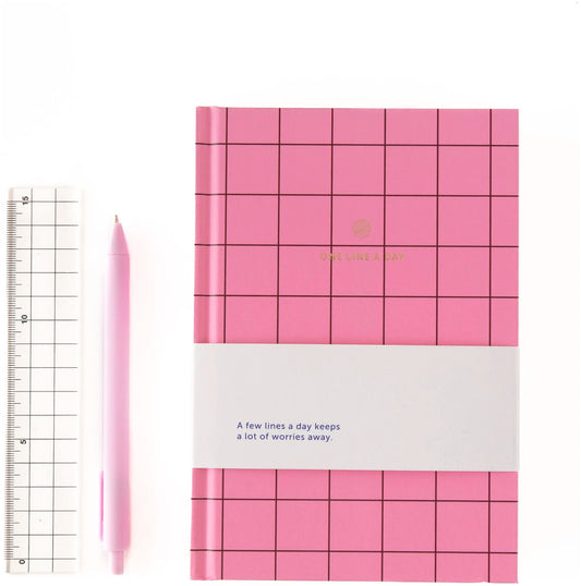 Journal Une ligne par jour - Quadrillé rose — A-Journal , Lyon