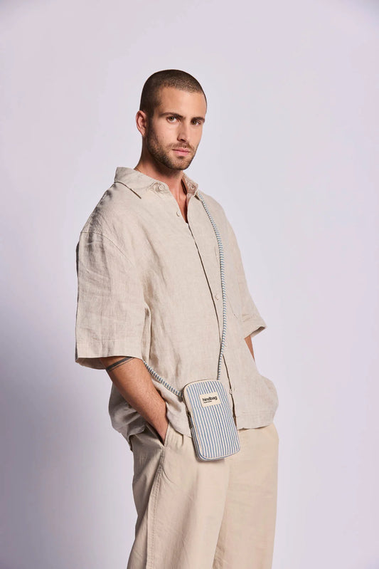 Pochette pour téléphone Bill - Rayures bleu