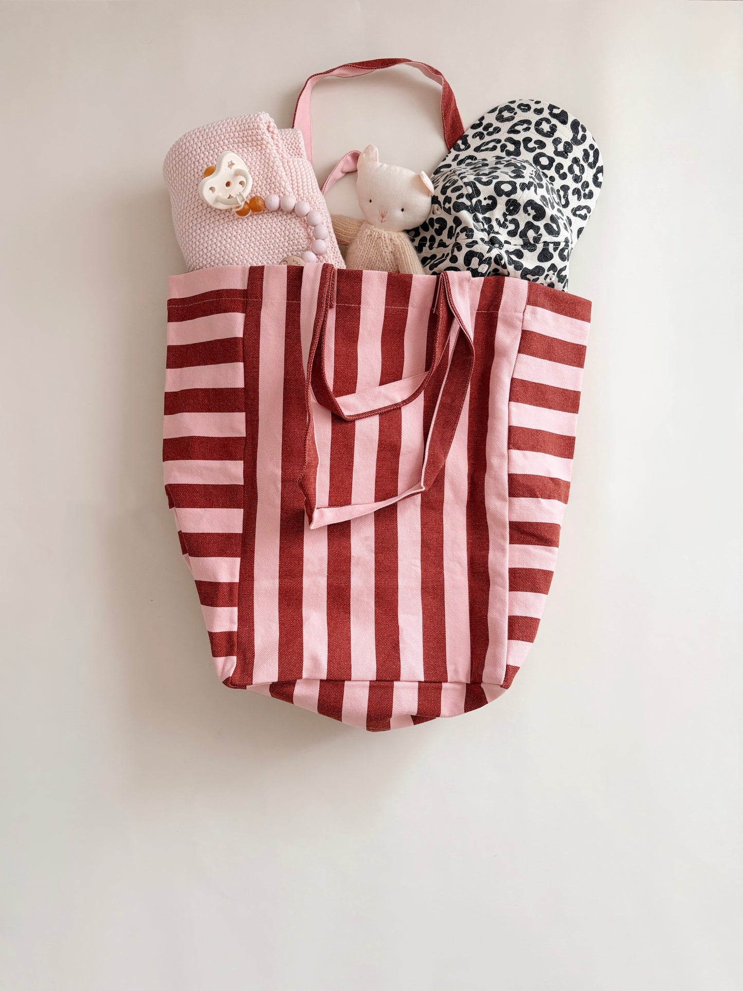 Sac cabas Elisabeth - Rayure brick/chamallow