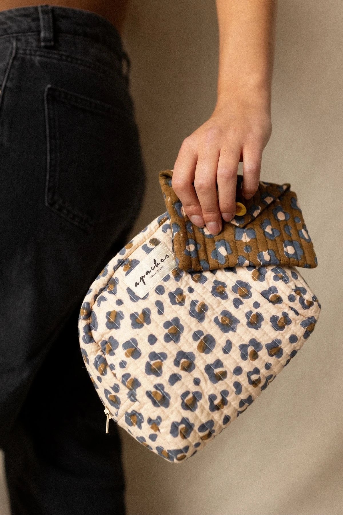 Petite trousse Gaya - Léopard macadamia