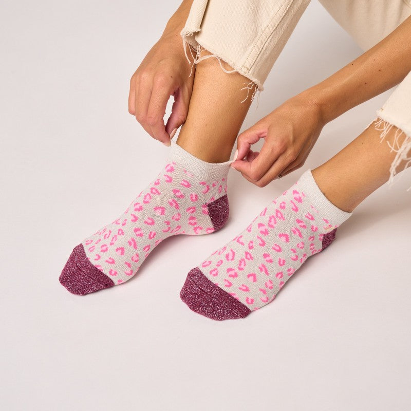 Socquettes Léopard - Blanc et lie de vin - Taille 37/40 — Billybelt , Lyon