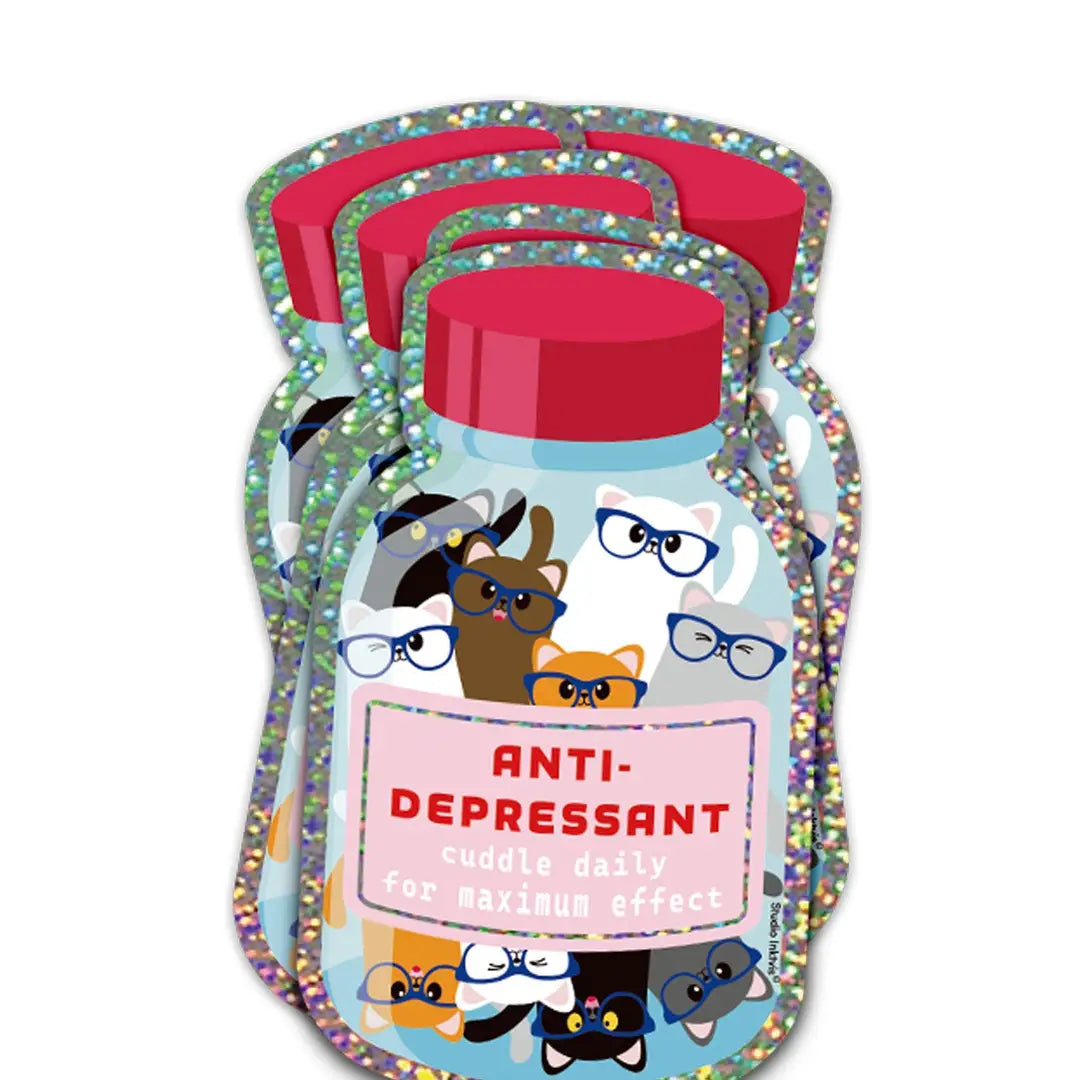Sticker pailleté Anti-dépresseur câlin quotidien de chats