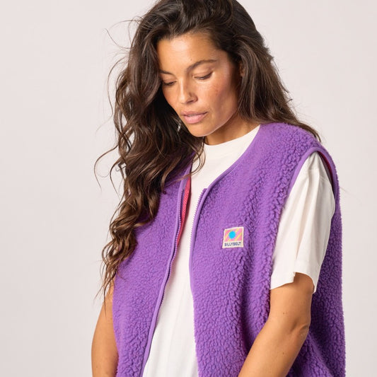 Veste sherpa femme zippée sans manches - Violet