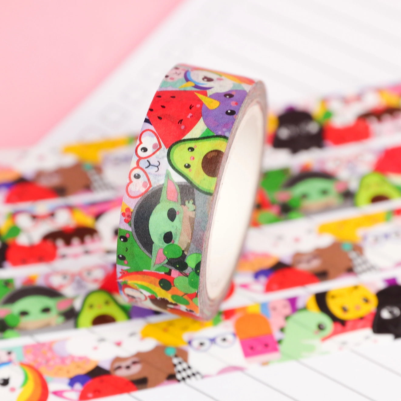 Washi tape - kawaii : licorne, Yoda, sushi, panda, arc-en-ciel, etc.