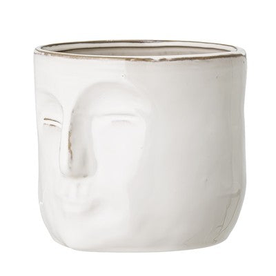 Pot de fleurs blanc visage