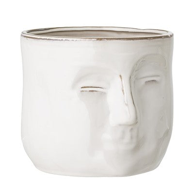 Pot de fleurs blanc visage