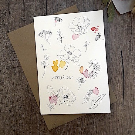 Carte et enveloppe Merci (églantine)