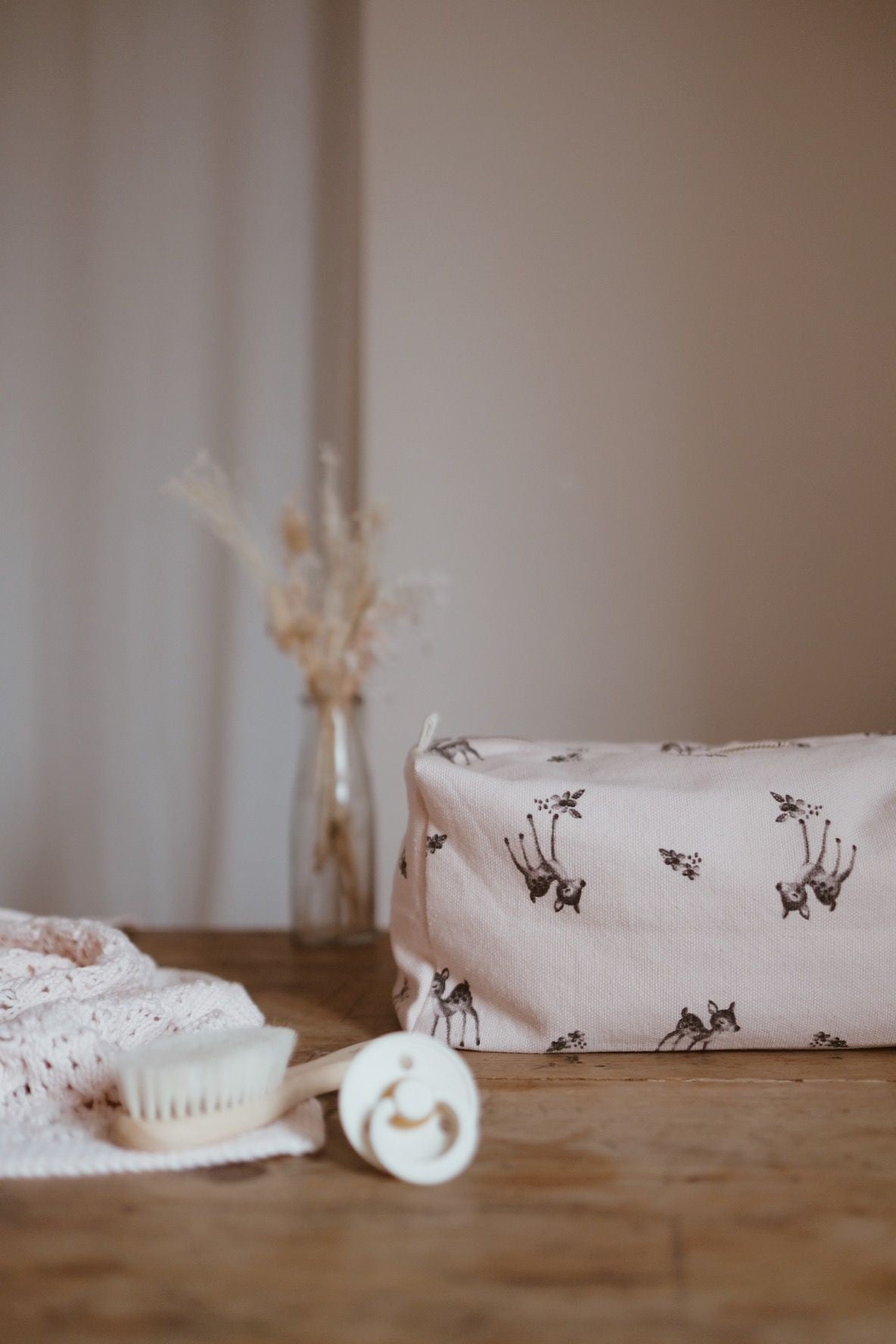 Trousse de toilette imprimé faon - Rose