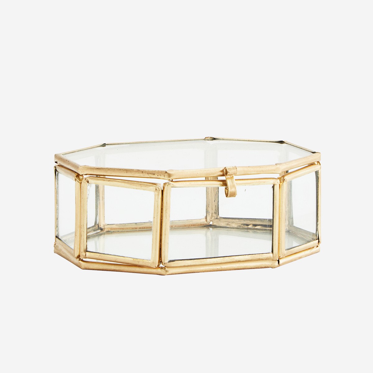 Mini boîte dorée octogonale en verre