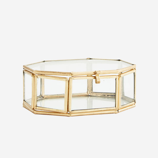 Mini boîte dorée octogonale en verre