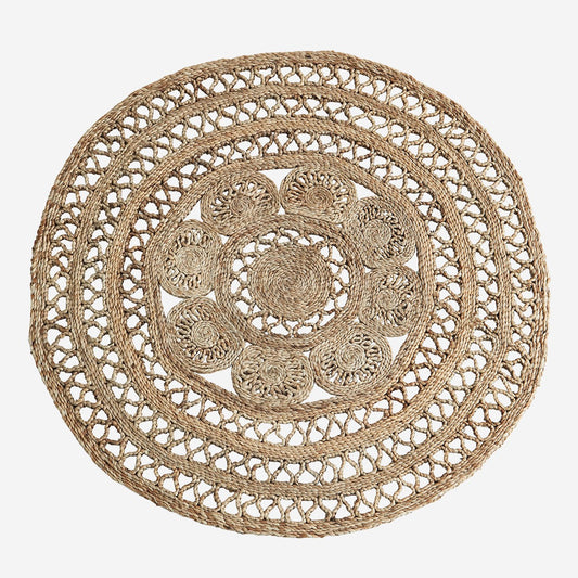Tapis rond en jute ajouré 120cm