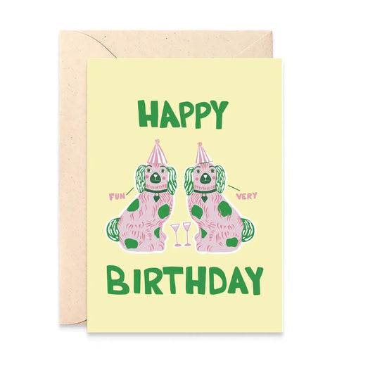 Carte Anniversaire cheminée chiens