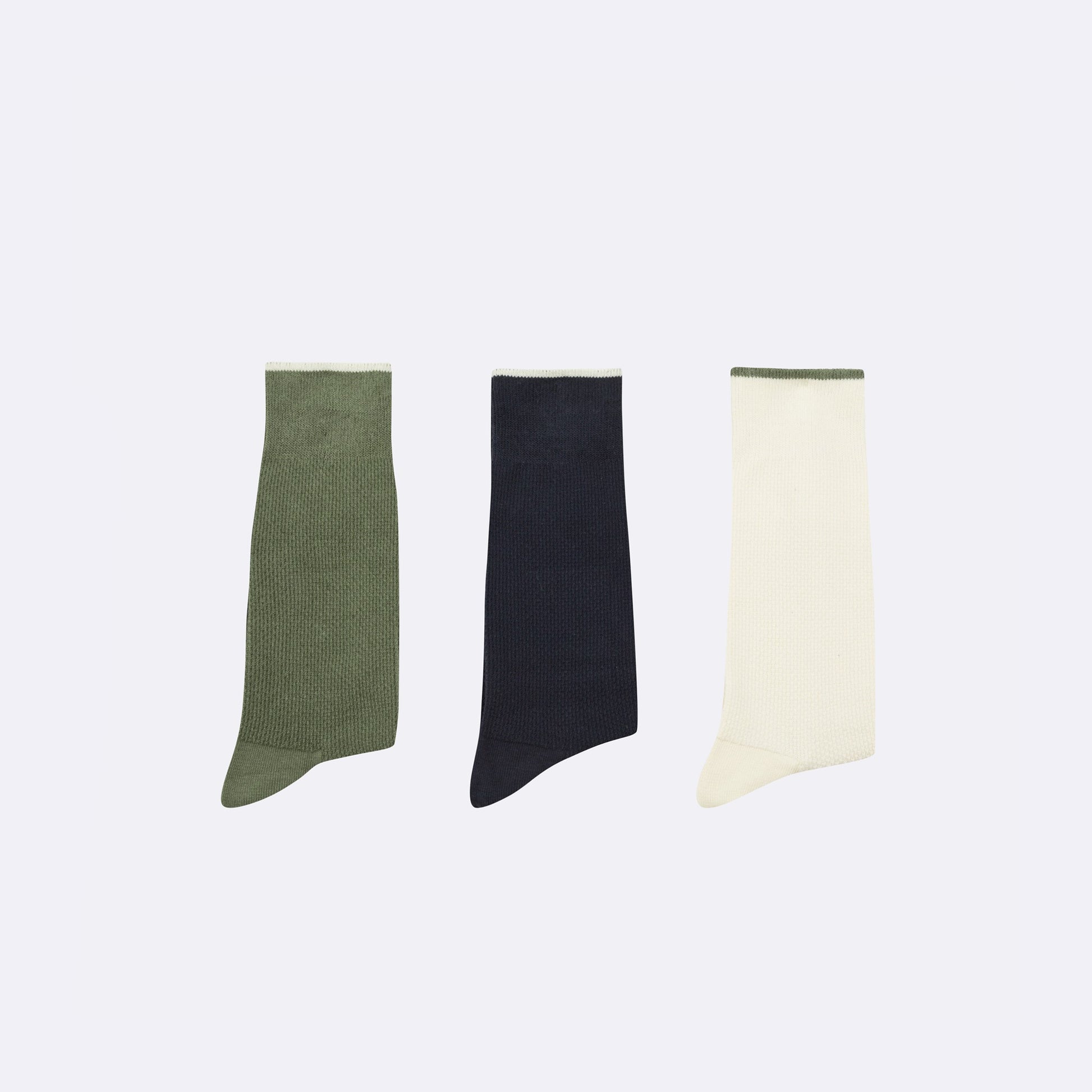 Trio de chaussettes kaki/marine/ecru - 38/41