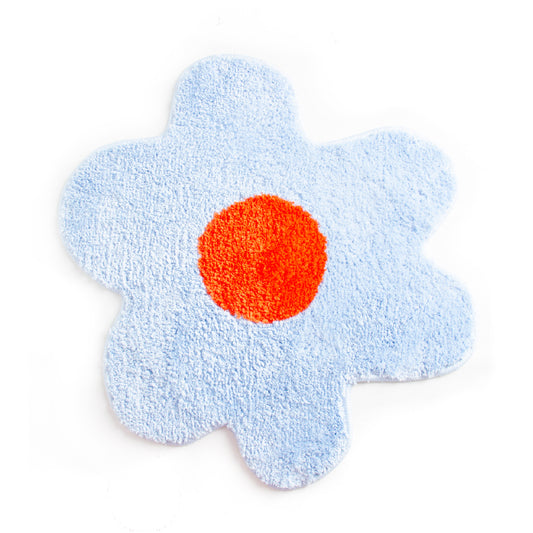 Tapis de bain - Fleur bleu ciel