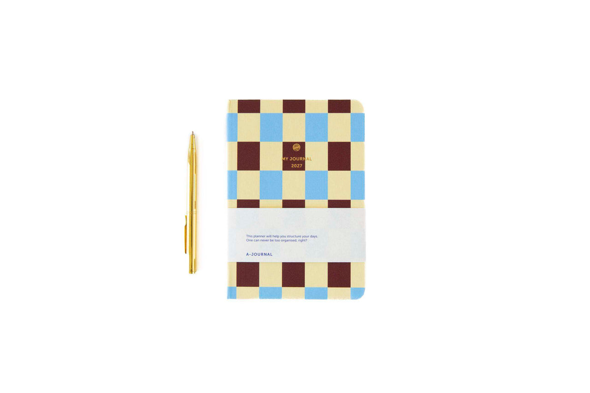 Agenda A6 2027 - Checkered blue vanille