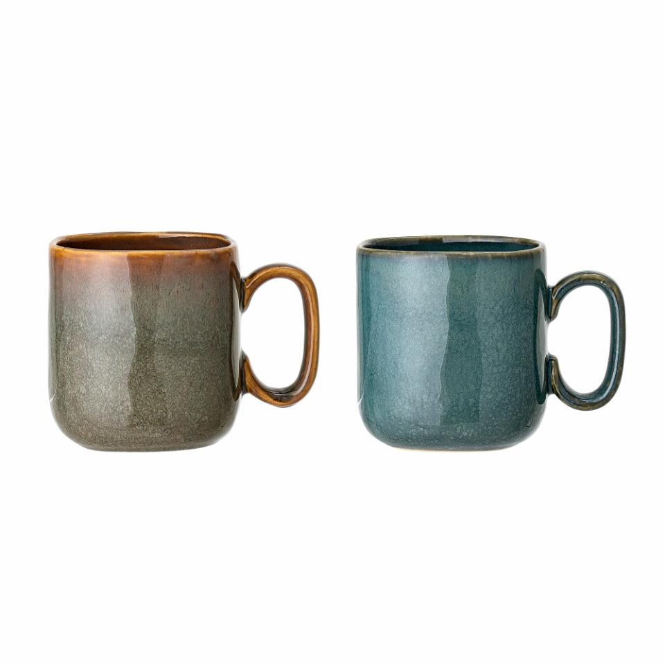 Mug carré en terre cuite Aime - turquoise brun