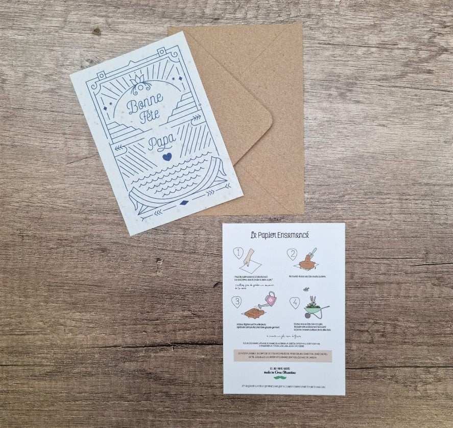 Carte à planter Papa blue line