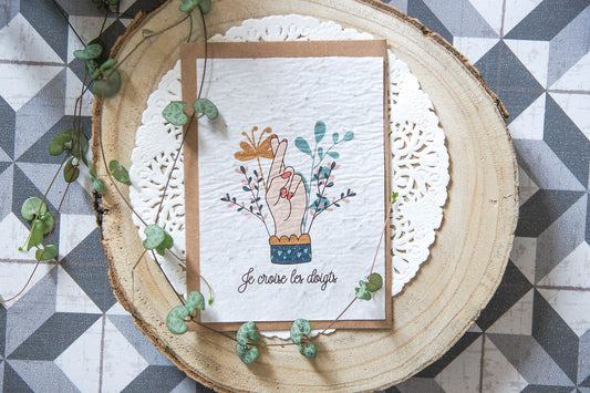 Carte à planter je croise les doigts