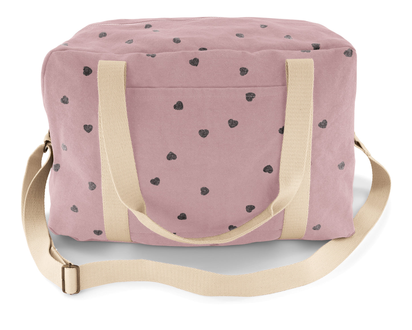 Sac à langer / de week-end lilas petits coeurs noirs