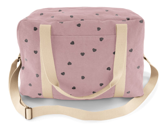 Sac à langer / de week-end lilas petits coeurs noirs