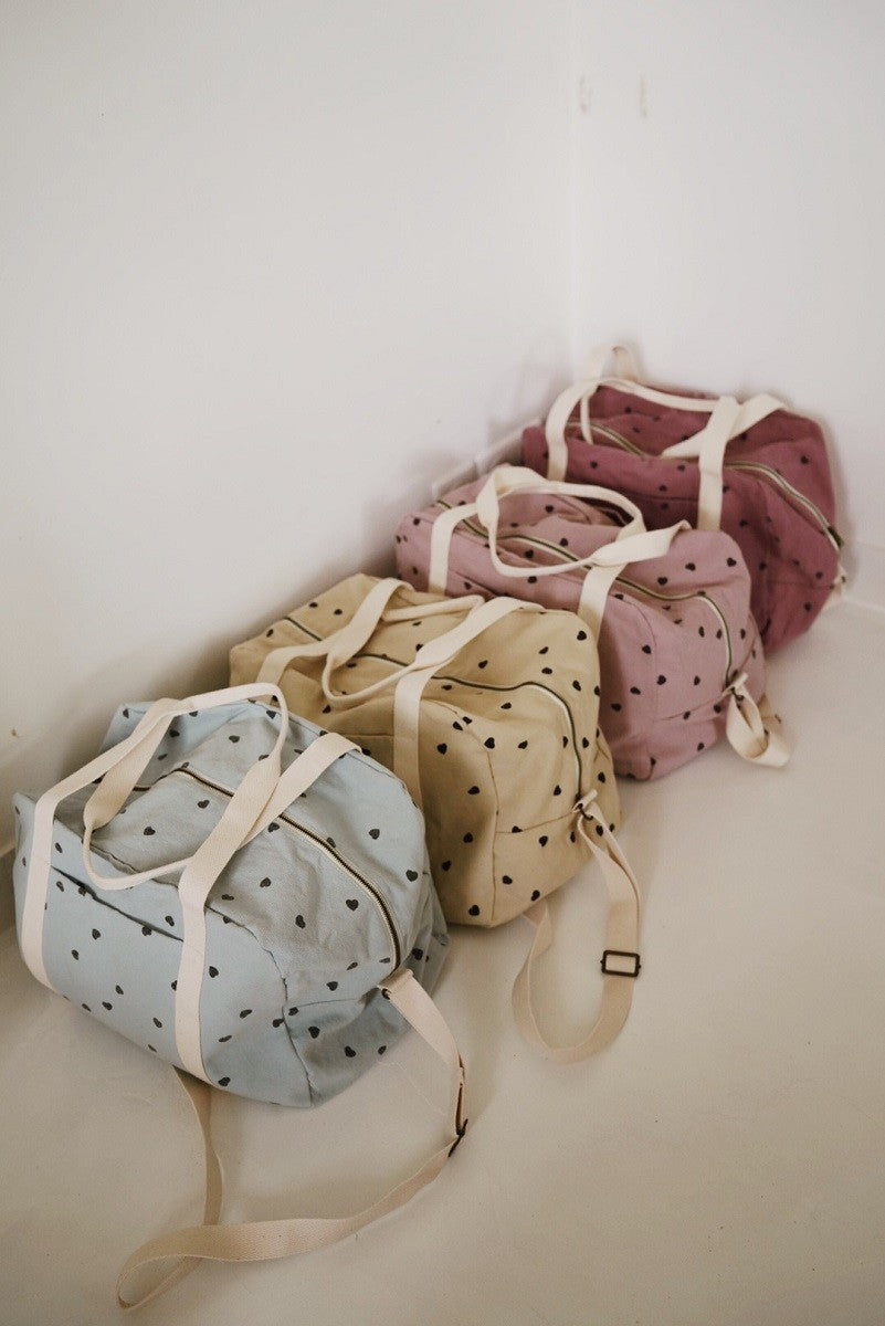 Sac à langer / de week-end violet petits coeurs noirs