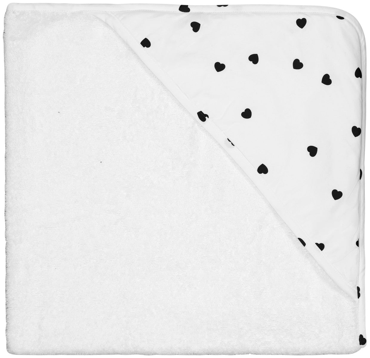Cape de bain écru imprimé coeurs noirs — Rose in April , Lyon