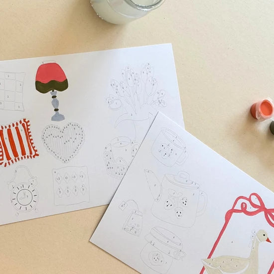 Kit de peinture au numéro 8 cartes - Le cottage