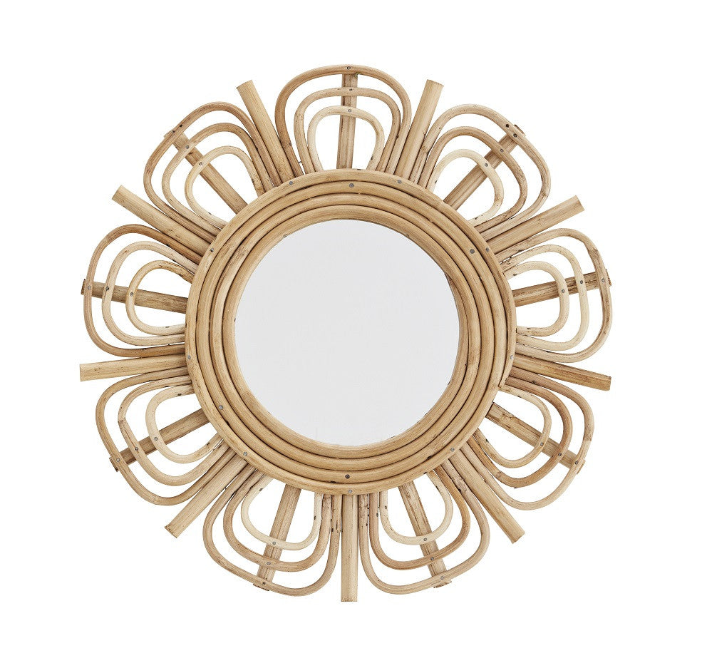 Miroir fleur en rotin