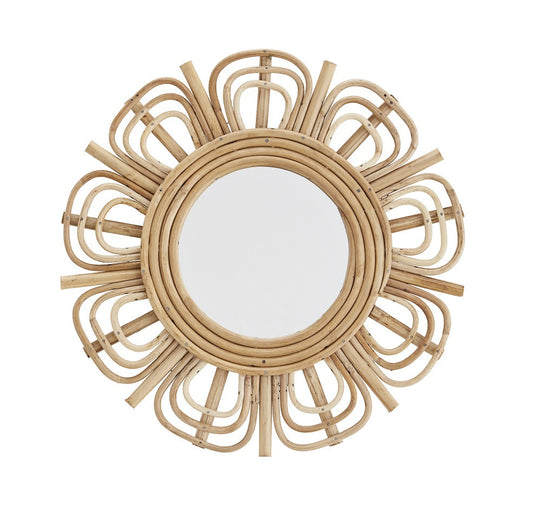 Miroir fleur en rotin