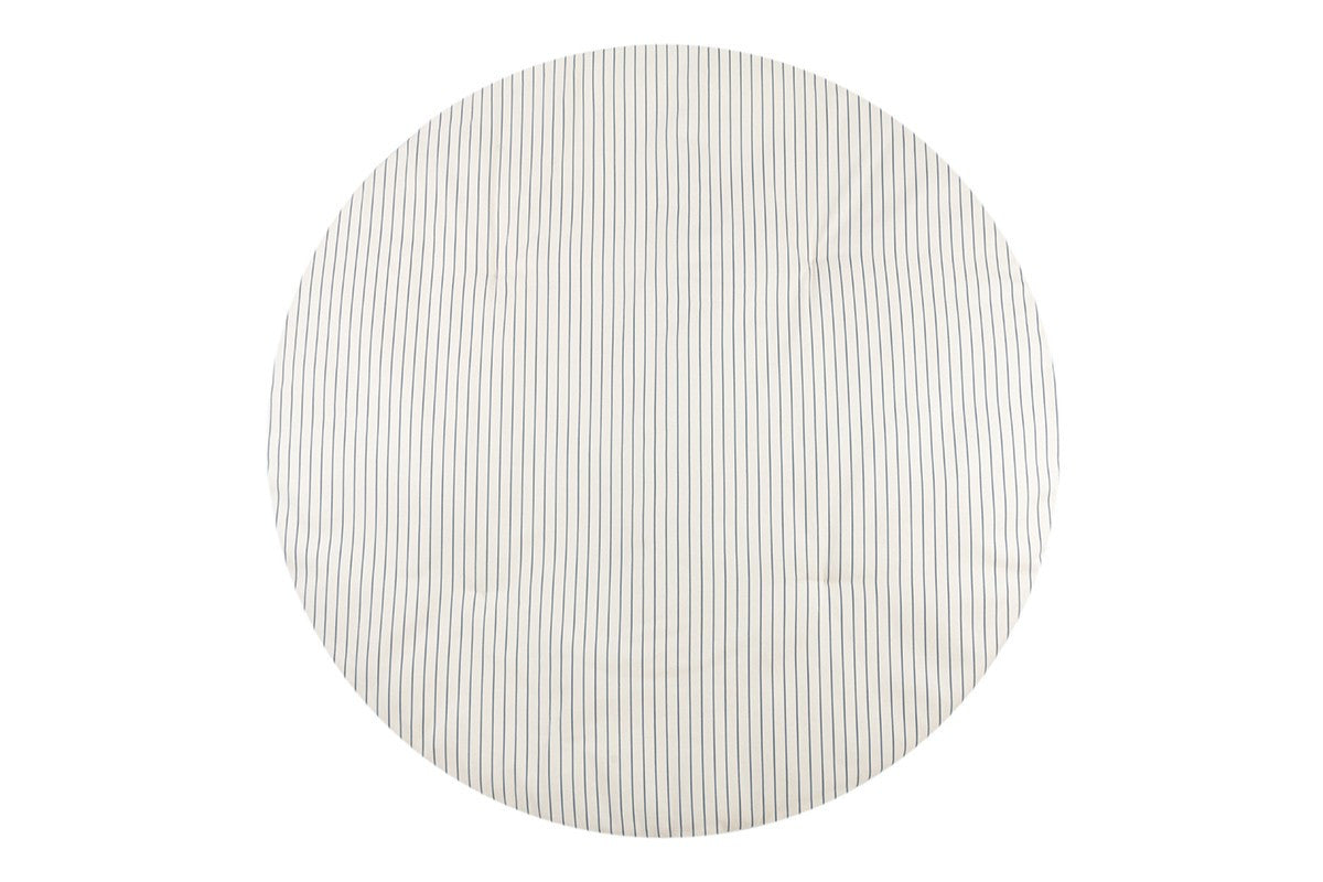 Tapis de jeu rond Fluffy - Rayé bleu/naturel