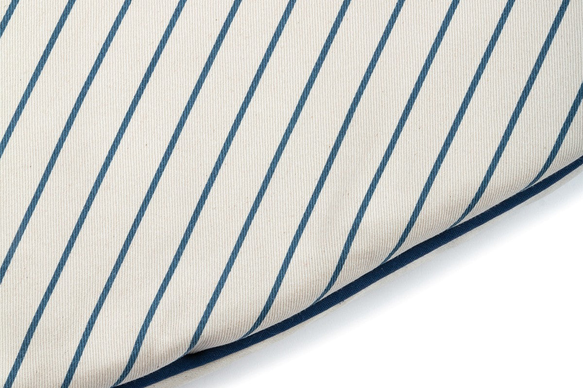Tapis de jeu rond Fluffy - Rayé bleu/naturel