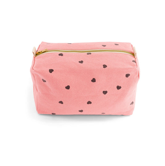 Trousse de toilette imprimé coeurs noirs - strawberry