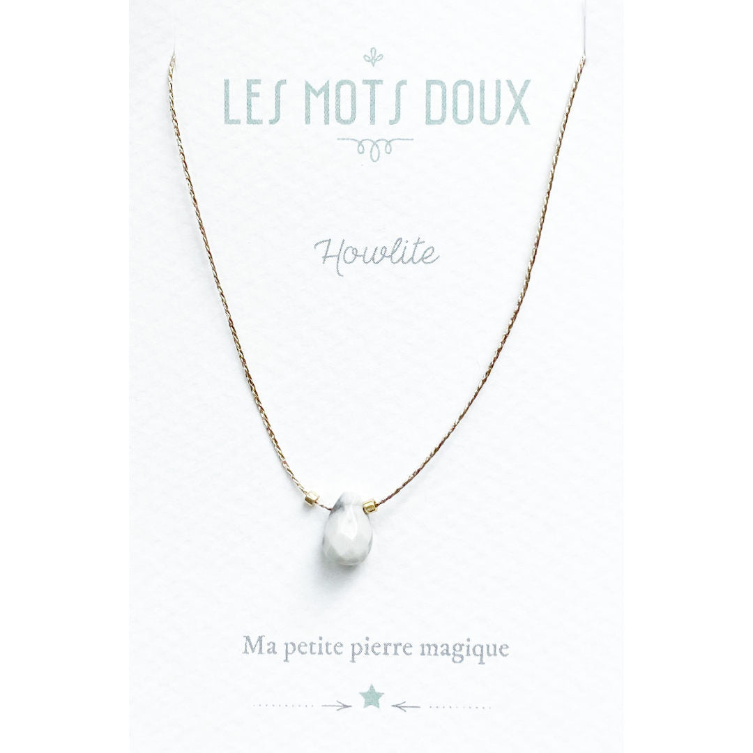 Collier fil doré Howlite
