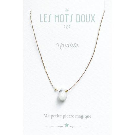 Collier fil doré Howlite