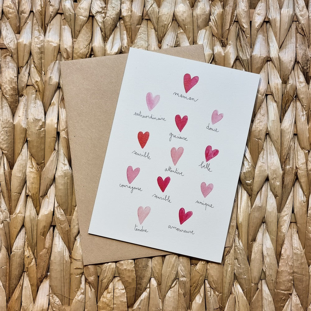 Carte et enveloppe Maman Coeurs — Papillonnage , Lyon