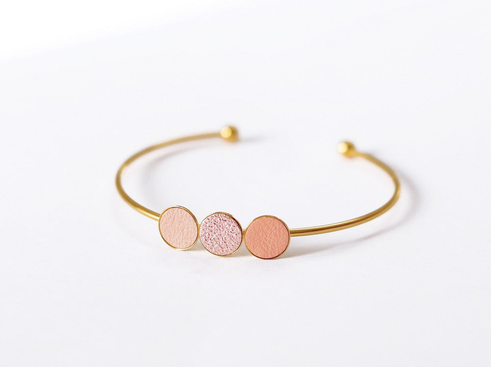 Bracelet/jonc Trio poudre/or rose/pêche — Fosseth , Lyon