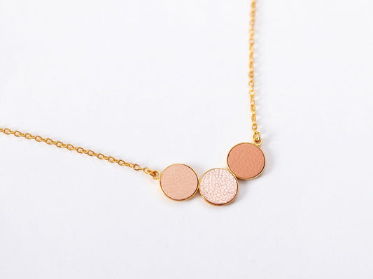 Collier Trio Poudre/or rose/pêche