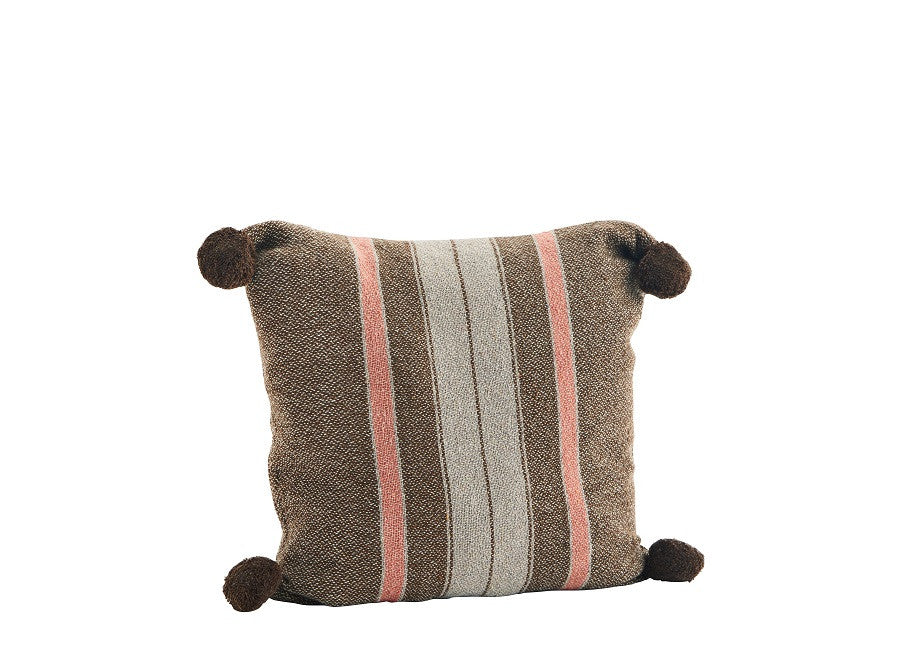 Coussin 50cm x 50cm choco et corail