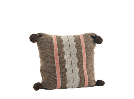 Coussin 50cm x 50cm choco et corail