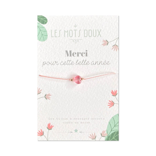 Bracelet Merci pour cette année - Coeur corail