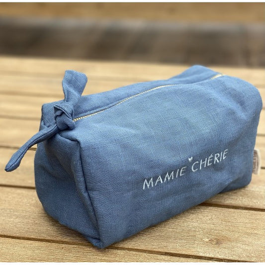 Trousse en lin brodée Mamie chérie""