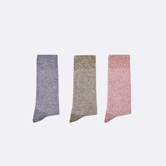 Trio de chaussettes chinées marine/bordeaux/vert - 38/41