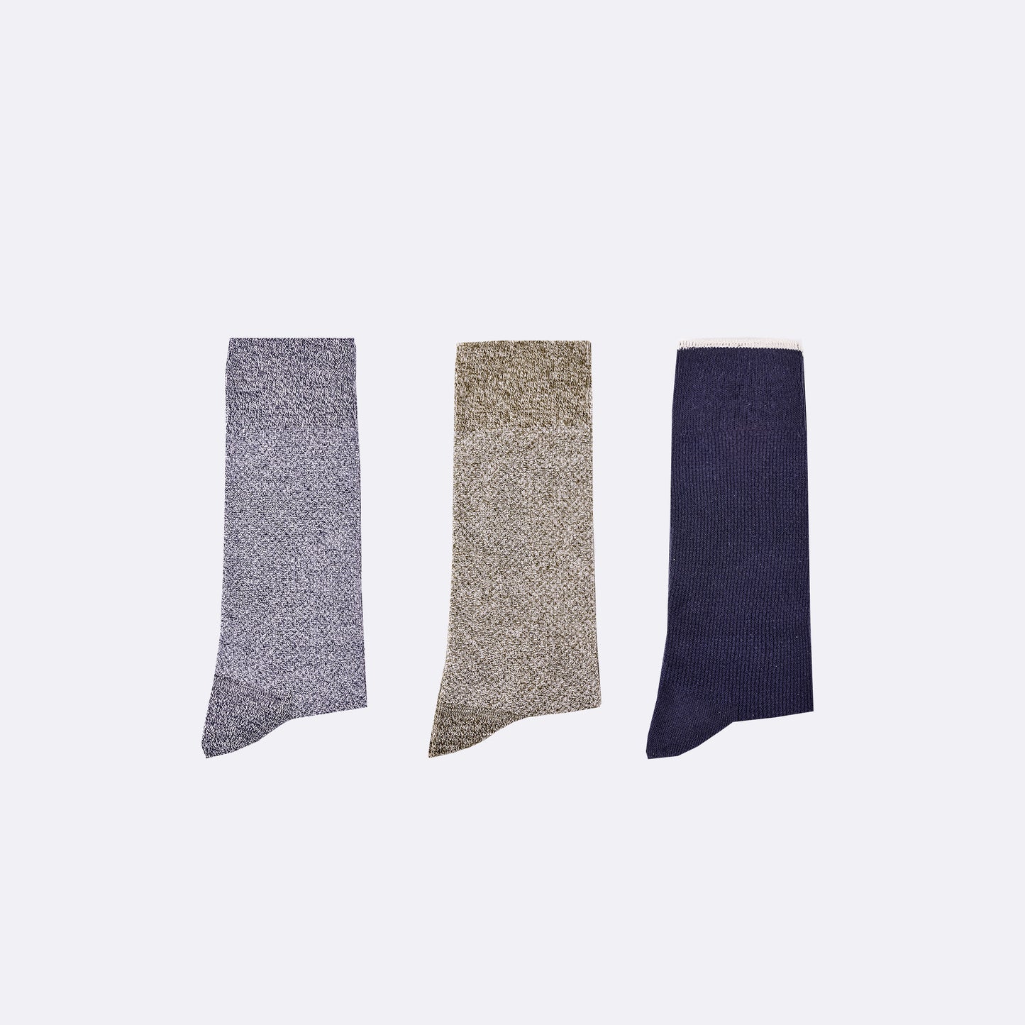 Trio de chaussettes chinées vert/bleu et marine uni - 38/41